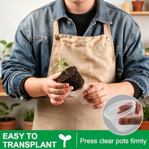 BTPLASTIK 50 Pack 3 Inch Clear Nursery Pots with Drainage Hole, Small Transparent Seed Starter Pots, Sturdy Plastic Plant Pot for Planting Seedlings Vegetables Flowers (3Inch-50P) - Image 5