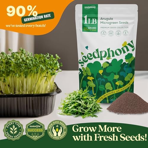 Arugula Sprouting & Microgreens Seeds - 220,000 Non-GMO Heirloom Seed, 1lb Resealable Bag - High-Germination Arugula Seeds for Sprouting in Jars, Soil, Hydroponics & Microgreen Trays - Image 7