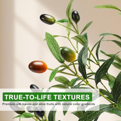 5FT Olive Trees Artificial Indoor with Lights, Realistic Faux Olive Plant - Image 4