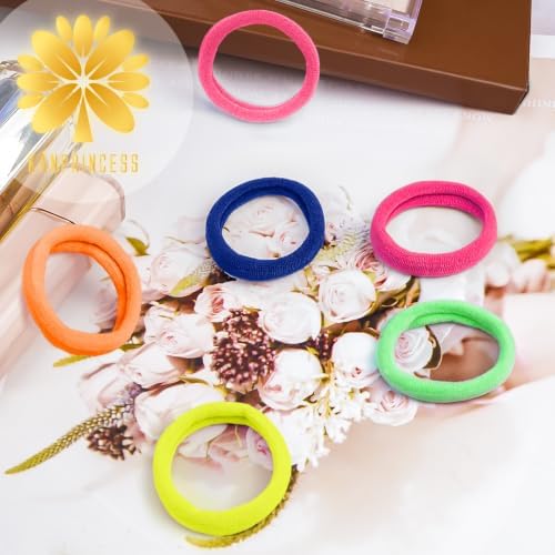 Kanprincess Neon Nylon Hair Ties, 100PCS No-Damage Soft Bands for Women - Image 6