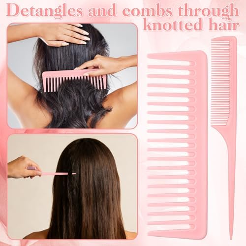 5Pcs Pink Hair Brushes for Women Hair Comb Set Detangler Brush for Men and Women Wet, Dry, Curly and Straight Hair - Image 6