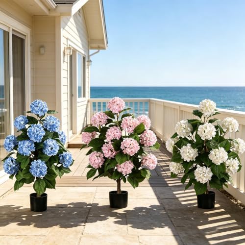 3FT Artificial Hydrangea Tree,Blue 2 Pack - Image 7