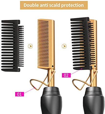 Ceramic Hot Comb Hair Straightener Pressing Combs Electric Straightening Comb for Natural Black Beard Wigs Gift for mom - Image 4
