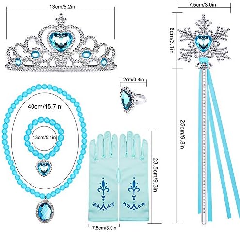 Golray Princess Dress Up Accessories Jewelry Play Toy Set for Girls with Headband Braid Wig, Crowns, Necklaces, Wands, Rings, Bracelets Gloves Princess Costume Accessories - Image 3