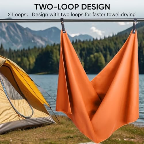 APEXUP Microfiber Travel Towel, Ultra Absorbent Quick Dry Towels, Lightweight Gym Sports Camping Towel for Workout, Yoga, Beach, Shower, Swimming (60"×30", Orange) - Image 6