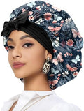 Satin Hair Braid Bonnet for Sleeping Double Layer Elastic Wide Soft Tie Band Hair Silk Lined Sleep Cap Women Girls by Deokke