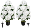 2 Pcs 38" Artificial Hydrangea Tree for Outdoor， with Pot & Spike by MHMJON
