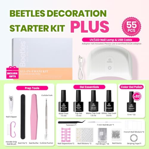 Beetles Gel Nail Polish Kit with U V Light - 32 Color 55 Pcs Gel Polish Set - Image 6