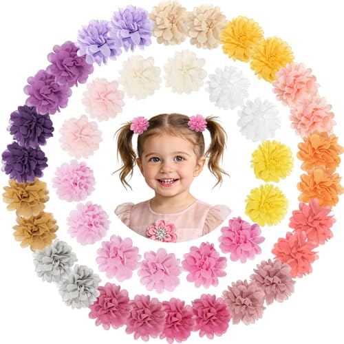 DED 40PCS 2" Chiffon Flower Hair Bows Clips for Girls Infants Toddlers by DED