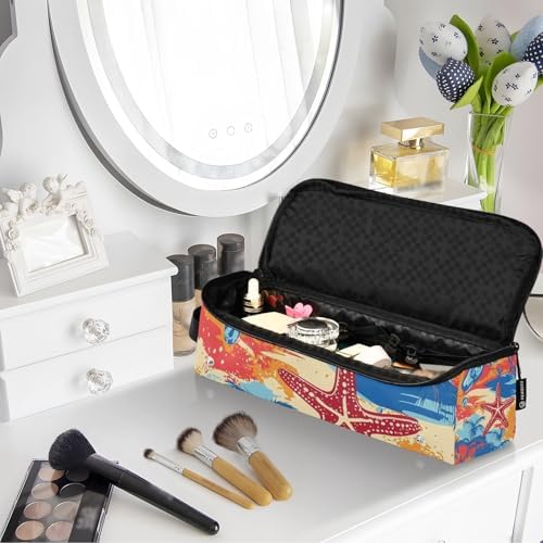 Hair Tools Travel Bag with Heat Resistant Mat Detachable 2-in-1 Curling Iron Travel Case Hot Tools Organizer for Straightener Flat Iron Bright Summer Beach Starfish and Palm Tree - Image 7