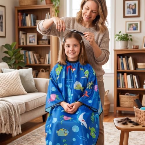 FEBSNOW Kids Barber Cape with Sleeves, Hair Cutting Cape for Boys and Girls - Image 6