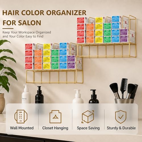 Meudid Hair Color Organizer for Salon - 2 PCS Metal Hair dye Tube Racks Storage Wall Mounted Cabinet Available - Image 5
