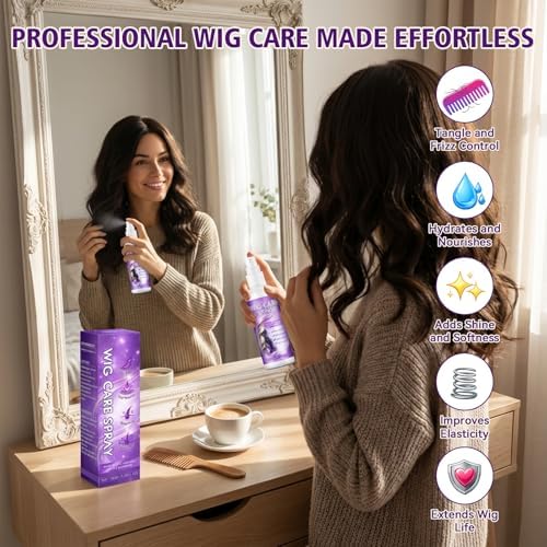 Wig Spray, Synthetic Wig Spray, Detangling, Frizz Control, Hydrating Conditioning, Shine Wig Care Spray, for Synthetic and Human Hair Wigs, Wig Accessories, 120ml - Image 2