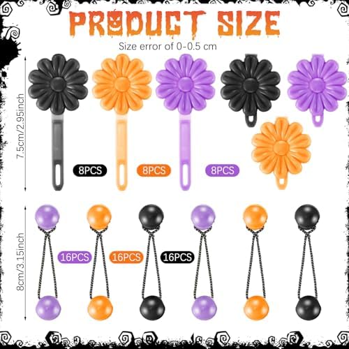Jutom 72 Pcs Hair Clips and Ball Ties Set for Girls, Self Hinge Hair Barrettes, Bubble Hair Accessories, 80s 90s Bow Flower Hair Tie, Plastic Hair Clips for Baby Girls Toddlers (Orange, Black, Clear) - Image 2