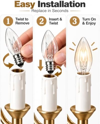 25 Pack C7 Clear Replacement Bulbs, C7 Outdoor Candle Light Bulbs, Night Candle Light for Indoor Outdoor Patio Bistro Party Decor Christmas String Light, E12 Candelabra Base, 5W - Image 3