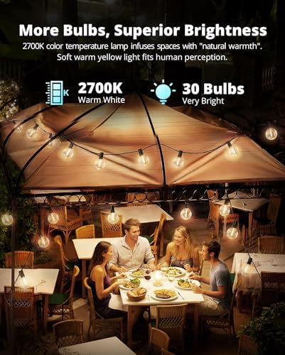 VIPAR Outdoor String Lights,60FT 32 G40 Patio Lights Waterproof for Outside - Image 4