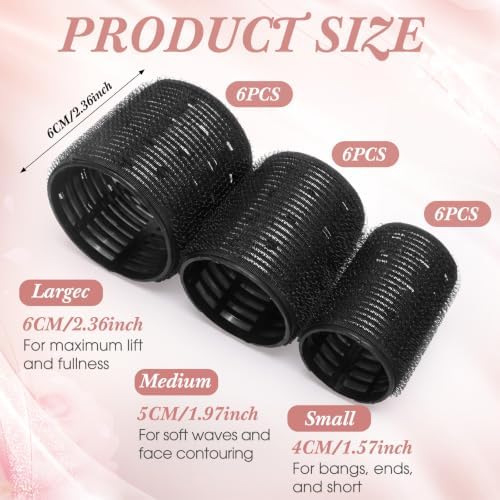 Therwen 18 Pcs Thermal Hair Roller for Women with Long Hair,Black - Image 2