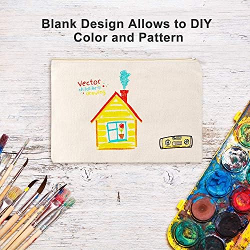 meekoo 16 Pcs Blank Canvas Zipper Pouch Pencil Bag Bulk, M, Beige - Image 6