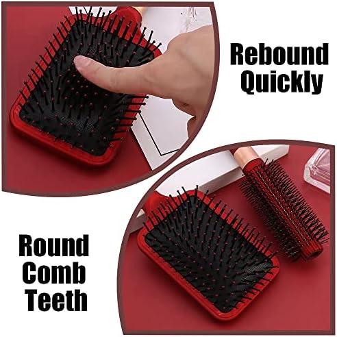 4 Pcs Hair Brush Set, Includes Anti-Static Massage Oval Comb, Detangling Brush, Round Hair Brush, Vented Hair Brush, for Women, Men, and Kids - Image 3