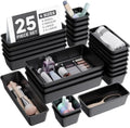 BiuLeon 25 PCS Plastic Drawer Organizers Set, 4-Sizes Vanity and Makeup Organizer, Desk and bathroom Drawer Organizer Trays, Organizers and Storage for Makeup, Jewelry, Gadgets, Utensils (Black) by Unknown