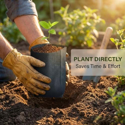 gardtree 3/8 Gallon 150PCS 7×7.8 Inch Breathable Plant Grow Bags - Non-Woven Plant Seedling Pots for Seed Starting, Indoor/Outdoor Vegetables, Herbs, Flower | Easy Transplant, Space Saving, Black - Image 5