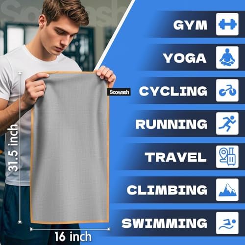 Microfiber Gym Towels for Showering Working Out Quick Dry Negative ions Large Middle Small Sizes Lightweight Gym Towel for Men Women Tennis Sports Towels for Body Hot Yoga Fitness Essentials - Image 2