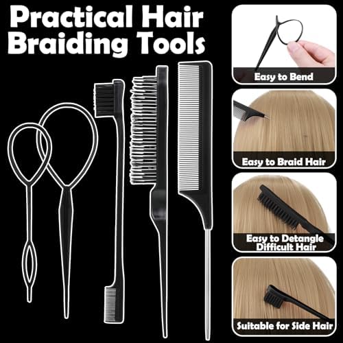 Black Hair Accessories for Girls, 1705 Pcs Elastic Hair Bands Hair Ties with Hair Clips Hair Tail Tools, Girls Hair Accessories for Toddler Girl Women - Image 4