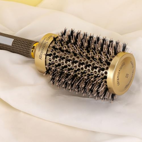 Large Boar Bristle Round Brush for Blow Drying, Nano Thermal Ceramic and Ionic Tech Hair Brush for Curling and Straightening - Image 4