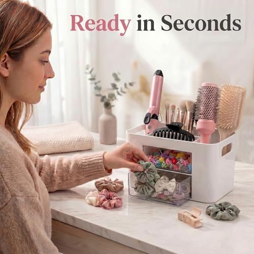 Hair Accessories Organizer for Girls, 2 Drawers & 3 Slots, White - Image 7