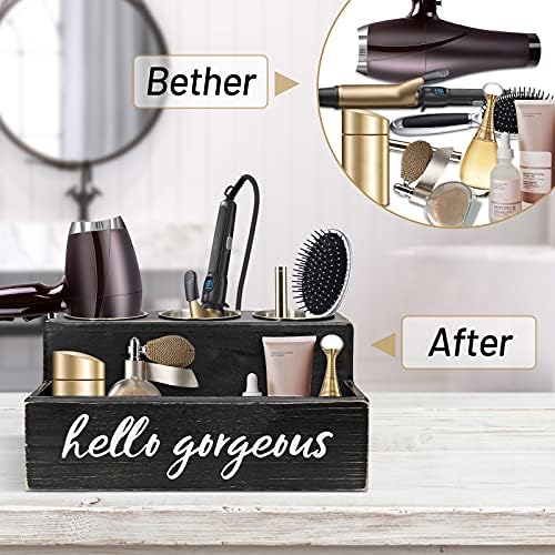 Unistyle Hair Blow Dryer Holder Black Curling Iron Holder Countertop, Hair Tools & Styling Supplies Organizer Flat ,Bathroom Counter Organizer for Accessories, Makeup, Toiletries Storage - Image 4