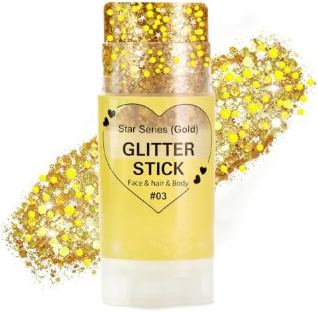 Go Ho Gold Glitter Stick, Sparkly Hair Face Body Shimmer for Women Kids by GoHo