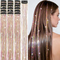 Hair Tinsel Kit 18 Pcs Hair Tinsel Clip in Fuller Sparkle, Heat Resistant Clip in Glitter Tinsel Hair Extensions Fairy Colorful Hair Accessories for Women Girls Daily Party Festival (Star Gold) by Unknown
