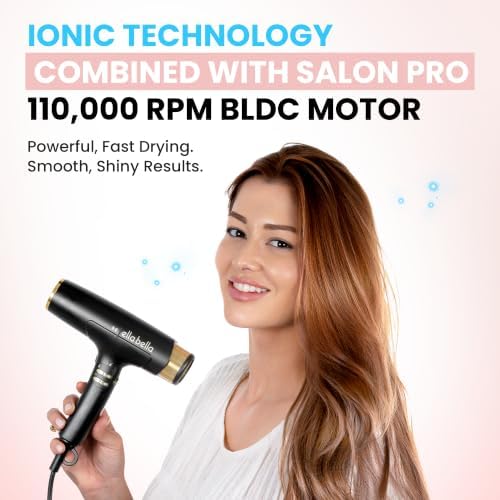 ELLA BELLA® Professional Hair Dryer with Smart Mat - Auto-Pause Ionic Blow Dryer for Fast Drying & Frizz Control - 1600W, Diffuser, 4 Heat/Speed Levels - Image 4