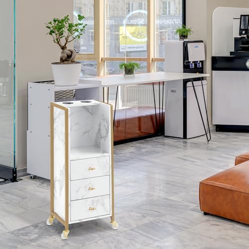 Salon Trolley Cart with Dryer Holders, Barber Rolling Trolley 2476 (White) - Image 7