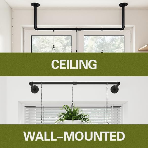Galood 2Pc Hanging Planters for Indoor Plants Plant Hanger Indoor Hanging Plant Holder Black Metal Rod(Pot/Chain/Plant not Included - Image 7