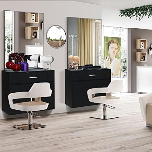 Winado Wall Mount Salon Station, Barber Salon Station with Mirror Cabinet - Image 2