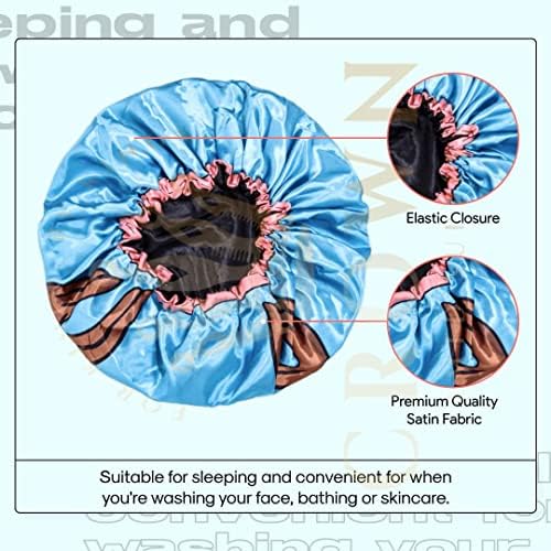 3 PCS Satin Bonnet Set for Women & Men, Silky Sleep Caps for Hair Protection, Adjustable Elastic Bonnet (A2) - Image 4