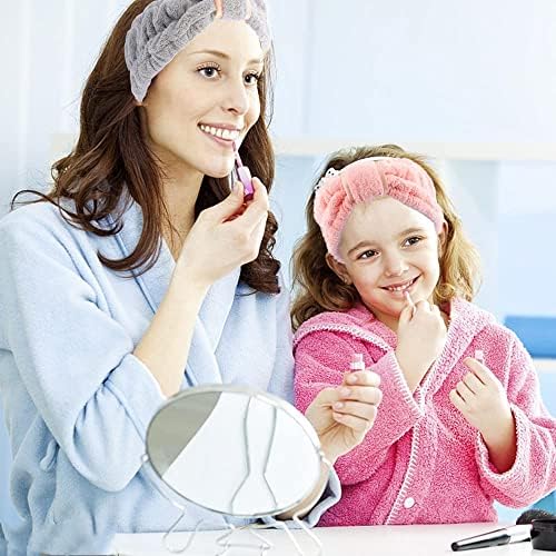 4 Pack Microfiber Towel Headbands for Washing Face, Spa & Skincare for Women (Coffee, Flesh Pink, Grey, Bright Red) - Image 7