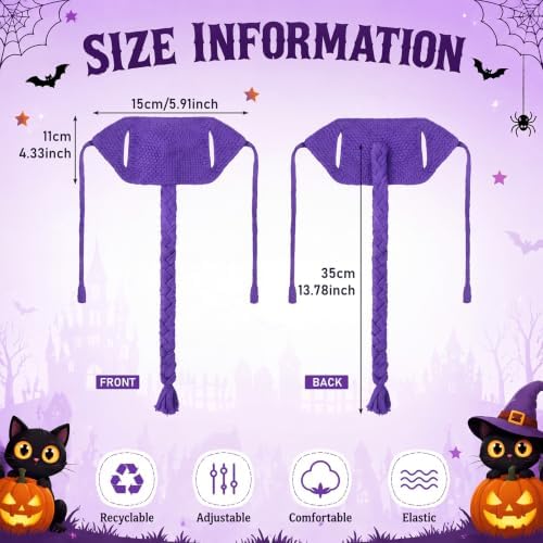 Thiccywoov 2 Pcs Costume Pet Wigs for Dogs Cats, Hats Purple - Image 2