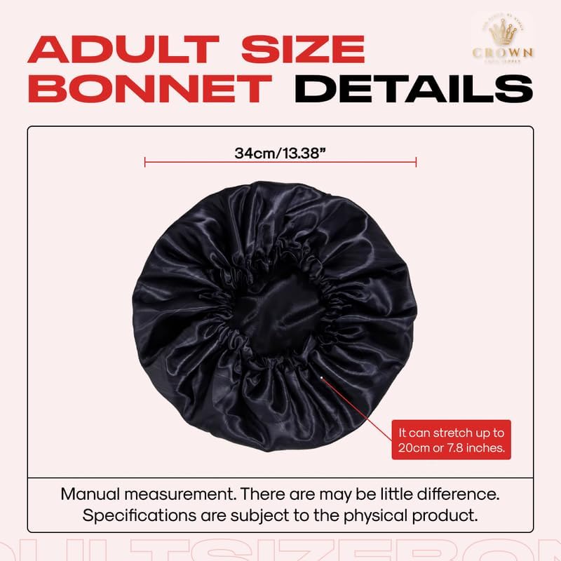 Silky Design Bonnet with Elastic Soft Band Adjustable Women and Men Bonnets for Sleeping Comfortable Satin Fabric (Black Brsrk) - Image 6