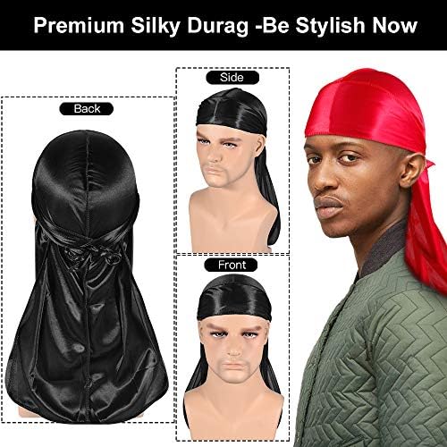 3pcs Silky Durag with Wave Brush for Men 360, Medium/Hard Hair Brush Kits,B - Image 3