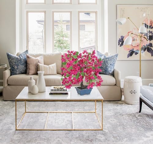 Briful Artificial Bougainvillea Tree in Blue Pot 18.5" Tall Faux Bougainvillea Floral Tree Tropical Silk Fake Flower Plant for Home Office Living Room Table Décor(Pink) - Image 4