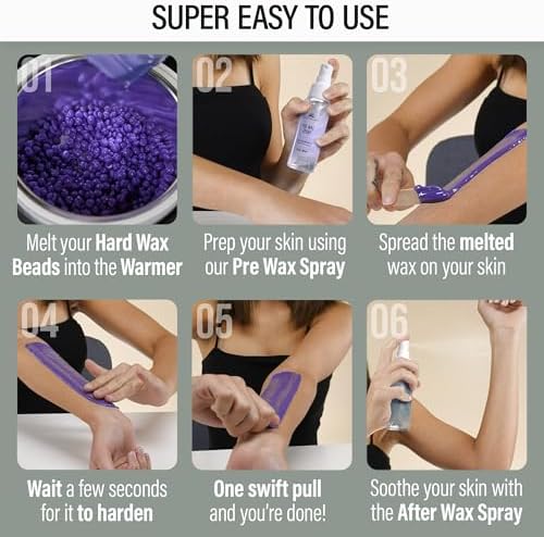 Tress Wellness Waxing Kit for Sensitive Skin – Safe for Face & Skin, Prep & Aftercare Spray, Easy to Use – At-Home Kit for Face, Bikini, Brazilian & Full Body- Digital Display, Green - Image 5