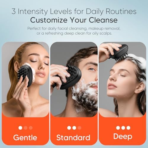 EKZ Sonic Vibrating Scalp Massager Shampoo Brush – Electric Silicone Hair Scrubber for Deep Scalp Cleansing, Dandruff Removal, Rich Foam & Relaxing Massage, Wet & Dry Use, USB-C Charging - Image 5