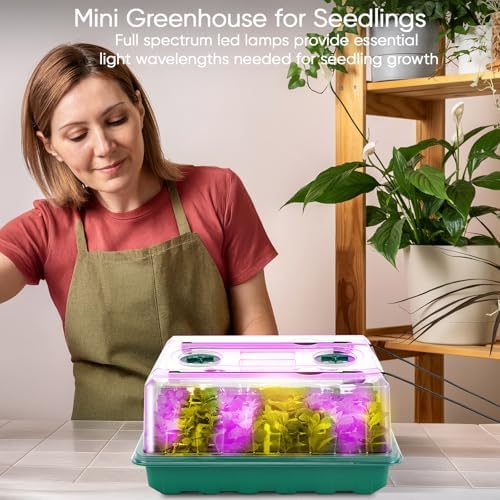 48 Cell Seed Starter Tray with Grow Light, Seed Starter Kit with Adjustable Humidity Dome, Seed Starting Trays Plant Starter Kit for Seeds Growing Starting, Indoor Gardening, Greenhouse - Image 2