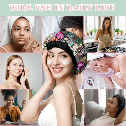 Satin Hair Braid Bonnet for Sleeping Double Layer Tie Band Elastic Wide Soft Silk Lined Nightcap Women Girls Cute - Image 7