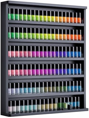 Wood Nail Polish Rack, 6 Tiers Nail Polish Storage & Display Shelf (Black) by Kikihouse
