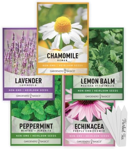 Tea Growing Kit - Includes Medicinal Lavender, Chamomile, Lemon Balm, Peppermint and Echinacea Heirloom Garden Seeds, Grow Pots, Soil, Plant Markers, Indoor Herb Kit Outdoor Tea Garden Kit - Image 4