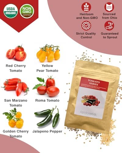 Tomato Seed Pod Kit for AeroGarden, idoo, Ahopegarden, MUFGA with Red Cherry/Golden Cherry Tomato, Roma/San Marzano/Yellow Pear Tomato and Jalapeno Pepper - Compatible with All Hydroponics (7-Pod) - Image 2