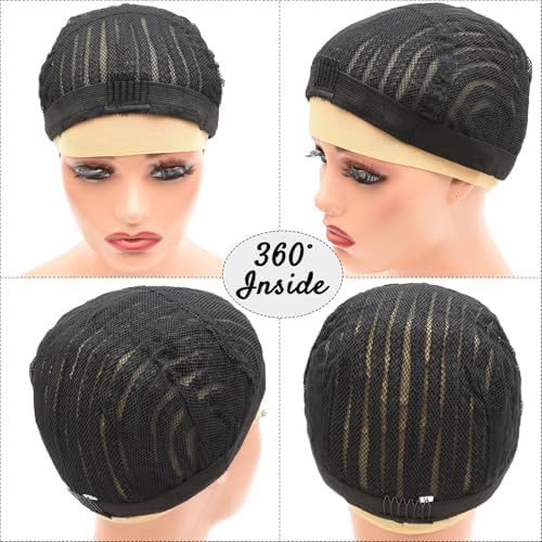 Braided Wig Cap For Crochet Hair Braids Breathable Cornrow Cap for Easier Sew in Weave Hair Glueless Black Cornrow Crochet Wig Cap For Making Wig Large Size(braided caps,2pcs) - Image 5